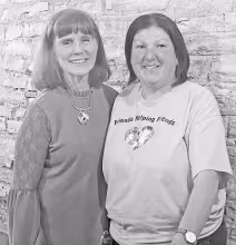 Jan Sciacca (left) arranged for a presentation about the Friends Helping Friends organization at the Rotary Club. Dee Gieswein (right) co-founder of the FHF said the group originated because local donors wanted their blessing funds to stay in the community