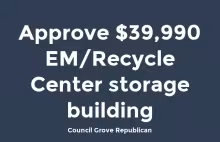 Approve $39,990 EM/Recycle Center storage building