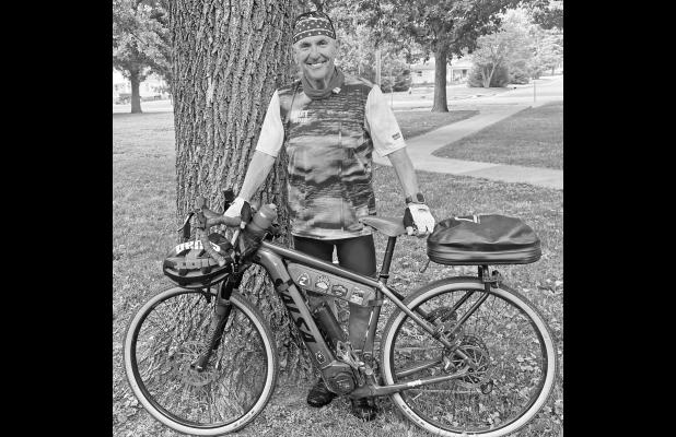 72-year old Nick Kovacs biked 600 miles to Council Grove this week to attend the UNBOUND gravel race this weekend.
