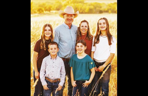 Daniel Mushrush and Mushrush Ranches has had excellent success with virtual fence technology. Pictured from left to right are Sadie, Eli, Daniel, Christine, Kate and Bella.