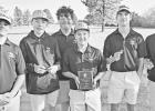 FIRST PLACE WINNERS -- The Council Grove High School boys golf team took first place yesterday at the Herington High School Golf Invitational. Pictured are (L-R): Evan Birk, Parker Ziegenhirt, Leo White, Jacob Talley, Brody Nelson and Paul Bessmer. FIRST PLACE WINNERS -- The Council Grove High School boys golf team took first place yesterday at the Herington High School Golf Invitational. Pictured are (L-R): Evan Birk, Parker Ziegenhirt, Leo White, Jacob Talley, Brody Nelson and Paul Bessmer.