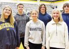 CGHS HOMECOMING CANDIDATES -- Council Grove High School Winter Homecoming Royalty will be crowned between the girls and boys basketball games, Friday, January 5. Senior Royalty candidates pictured at rehearsal today are - Front Row (L to R): Mya Bacon, Ma CGHS HOMECOMING CANDIDATES