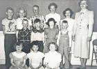 Above is Highland Class photo circa 1950-1952. Back row, left to right: Roger Wendt, unknown, Floyd Albrecht, unknown, Frances Fisher Middle Row: Don Venburg, Duane Miller, Patty Paige, Wayne Yarnell? Front Row: Diane Venburg, Pam Wendt, Johnette Scott. Remembering Rural Schools of Northwest Morris County