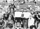 CIRCLE INVITATIONAL CHAMPIONS -- The Council Grove High School Boys Wrestling team won the Circle Invitational Tournament Friday and Saturday in Towanda. Pictured are: Front Row (L to R): Riley Fetters, Cole Gerleman, and Zach Andres; Middle Row: Aleah We Braves Boys Win Circle Invitational Wrestling Tourney