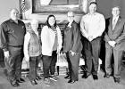 ROTARY CLUB -- Some of the USD 417 Board of Education members’ schedules allowed them to attend the Rotary Club meeting Wednesday to hear Dr. Randy Watson, the Kansas Commissioner of Education. Those pictured are Terry Powell (left), Marie Blythe, Jamie ROTARY CLUB