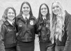 EXCELLING . . .On Wednesday, four Council Grove FFA members participated in the East Central District Speech Contest at Johnson County Community College in Overland Park. Next stop: state competition. Pictured left to right are Macey Hensley, Cassidy Dalq