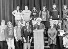 Participating in the mock trial were - Front Row (L to R): Hayden Stanford, Gus Wainwright, Blaise French, Mason Wilkens, Jaena baker, Mallory Wells, Alexis Bragawitz, Alexandra Solis, Mrs. Houck, River Kleinkauf, Jacob Sisson, Gus Penock, Cooper Askins, 