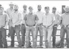 YOUNG STOCKMEN’S ACADEMY -- One tour stop during the YSA class tour of central and western Kansas was held at Loving Farms near Pawnee Rock. Pictured are - Front Row (L to R): Garret Otter, Almena; Brody Thayer, LaCygne; Allison Castilleja, Satanta; Les YOUNG STOCKMEN’S ACADEMY
