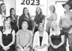 CHANCY JOHNSON AMONG RECIPIENTS -- Officials of the Kansas Horse Council Foundation joined with scholarship recipients at an awards banquet in Manhattan. Shown are Back Row (L-R): Kelli Kychick, Courtney Clinesmith, Chancy Johnson, Emily Stamper, Lexi Stu CHANCY JOHNSON AMONG RECIPIENTS