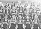 CHEER ON THE BRAVES -- The 2025-26 Council Grove High School Cheerleaders are - Back Row (L to R): Betsy Doornbos, Lucy Palmquist, Peytyn Eslinger, Laine Johnson, Makenzie Grant (captain), Lexi Todd and Giada Plummer; Middle Row: Emily Linares, Addison Cr