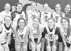 LADY BRAVES, 5 -15, SEEDED SEVENTH -- The Council Grove girls are the No. 7 seed and will travel to Neodesha to face the No. 2 Neodesha Bluestreaks at 6 p.m., Monday, in the opening round of the Class 3A substate tournament. Pictured are - Front Row (L-R) LADY BRAVES, 5 -15, SEEDED SEVENTH