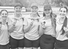 WIN EUREKA INVITATIONAL -- The Council Grove High School Lady Braves golf team took first place yesterday at the Eureka Invitational Golf Meet. Pictured are (L to R): Breckyn McEuen, Haylie Grant, Makenzie Grant, Taylor Tiffany and Giada Plummer. WIN EUREKA INVITATIONAL -- The Council Grove High School Lady Braves golf team took first place yesterday at the Eureka Invitational Golf Meet. Pictured are (L to R): Breckyn McEuen, Haylie Grant, Makenzie Grant, Taylor Tiffany and Giada Plummer.