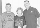 HONORED FOR COVERAGE -- The staff at the Council Grove Republican would like to congratulate Joann Kahnt of The Prairie Post in White City. She was surprised at a special presentation Friday night at the Rural Vista/Solomon football game. Kahnt was rightf HONORED FOR COVERAGE