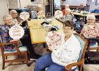 IN THE HOLIDAY SPIRIT - Residents of Morris County Assisted Living got into the holiday spirit and painted door hangers as a craft this week. Pictured are (L to R): Lee Shade, Joanne Gieswein, Dona Selby, Bobbie Patterson, June Parker and Judy Paige. IN THE HOLIDAY SPIRIT
