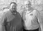 Tim Fitzgerald (right), of GoPowerCat.com, was the guest speaker at the Council Grove Rotary Club on Wednesday. Steve White (left) arranged for Fitzgerald’s visit.